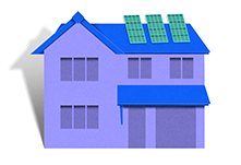 illustration of purple house with solar panels